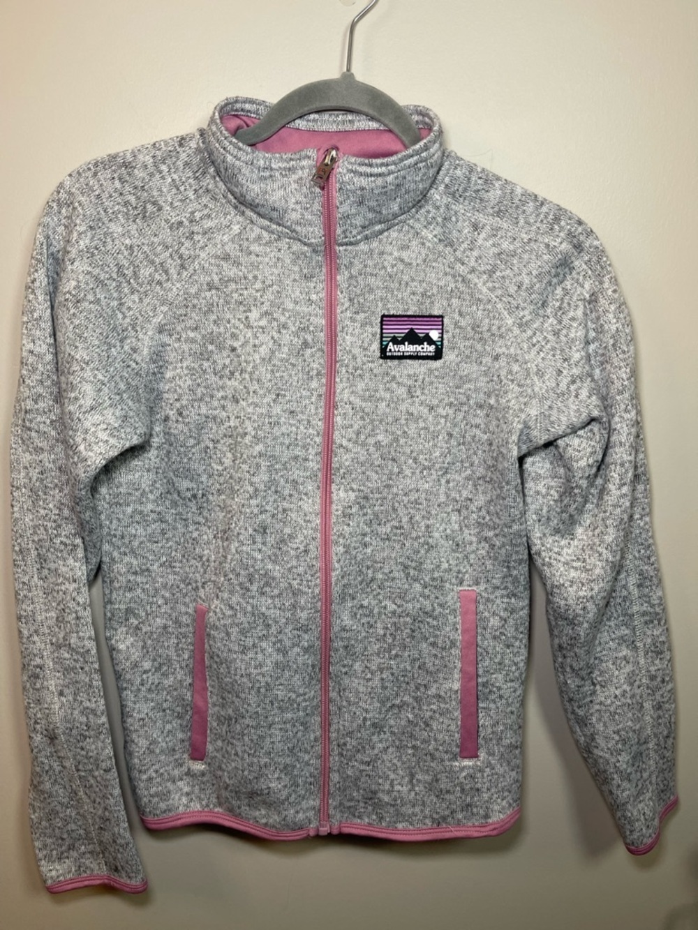 Avalanche Girls' Heather Gray & Pink Zip-Up Fleece Jacket